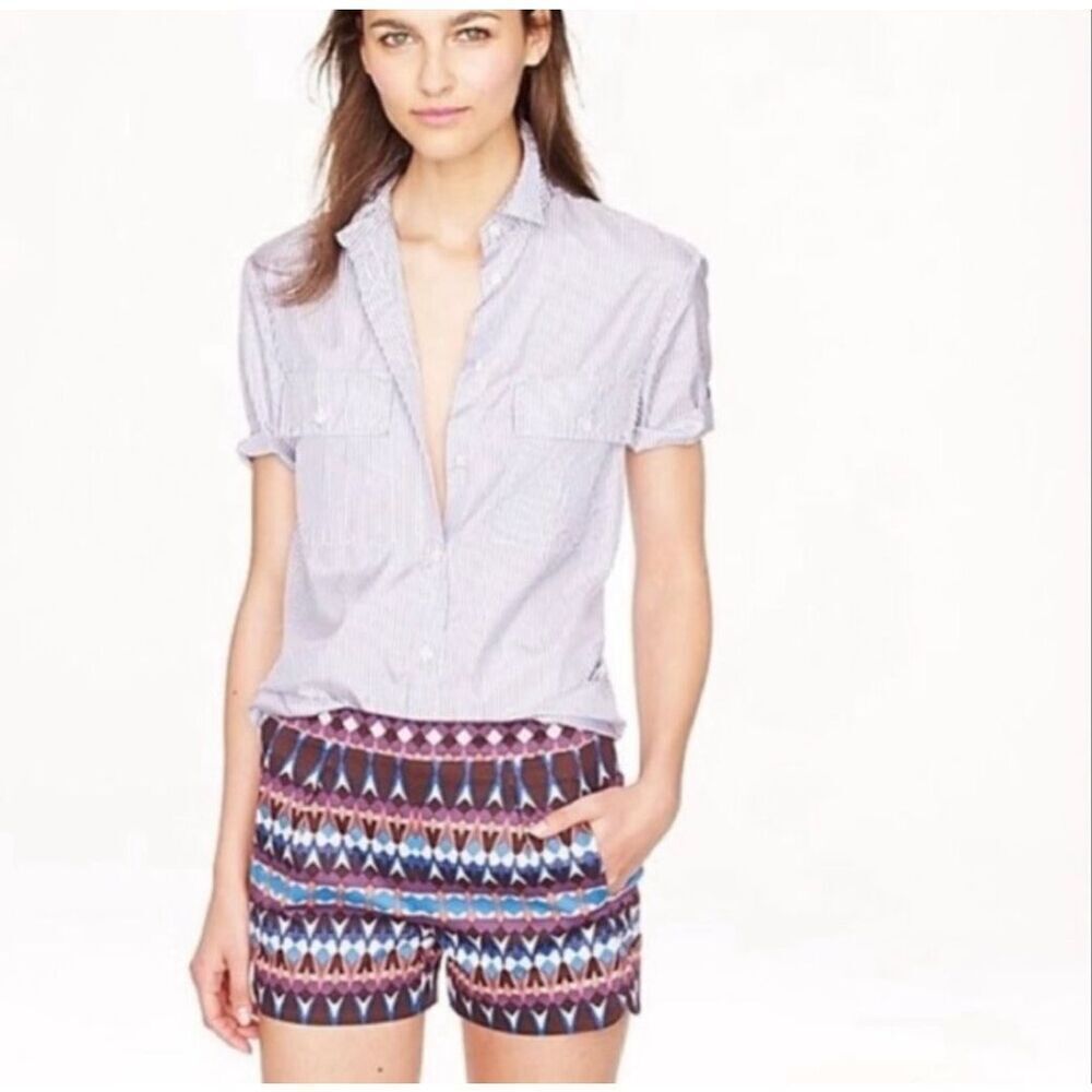 Womens J. Crew J Crew 3" Print Pique Stretch Tribal Chino Shorts - Sz 00